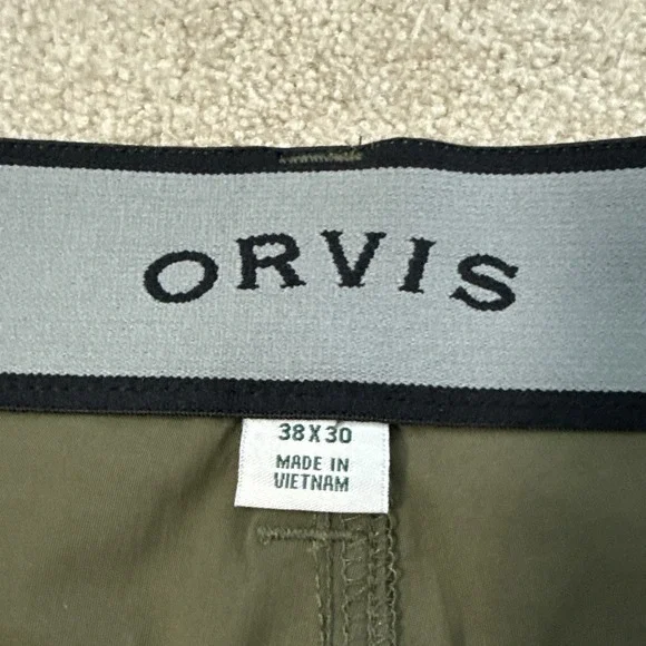 Orvis Tech Trek Pants 38x30 Olive Green Hiking Fishing Water Repellent Stretch - Picture 3 of 11